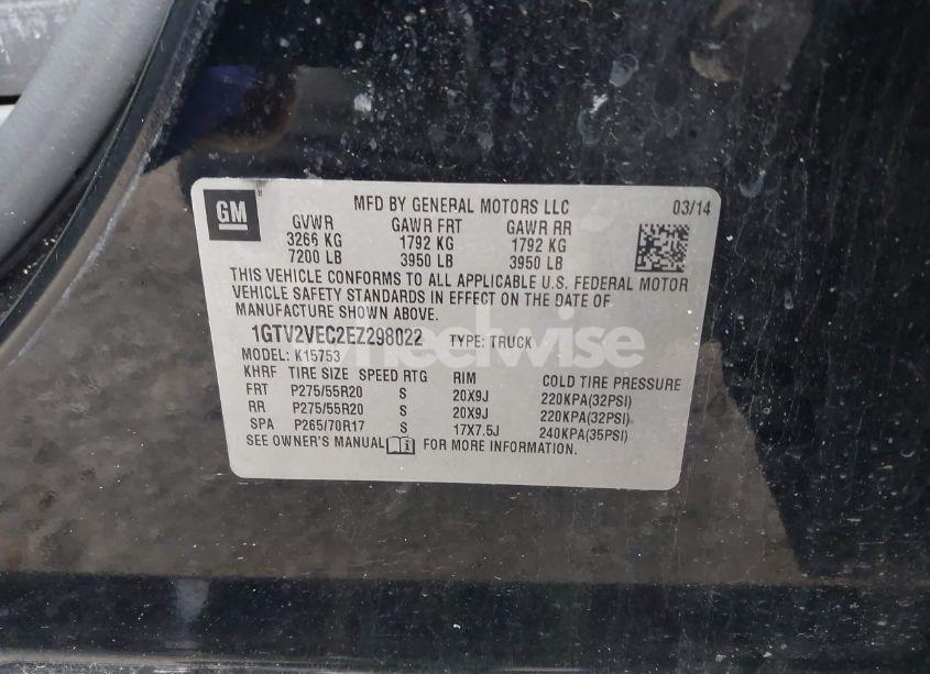 Photo 9 of 2014 Gmc Sierra 1500 SLT (VIN 1GTV2VEC2EZ298022)