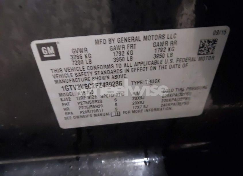 Photo 9 of 2015 Gmc Sierra 1500 SLT (VIN 1GTV2VEC2FZ439236)