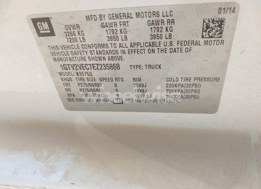 Photo 9 of 2014 Gmc Sierra 1500 SLT (VIN 1GTV2VEC7EZ235868)