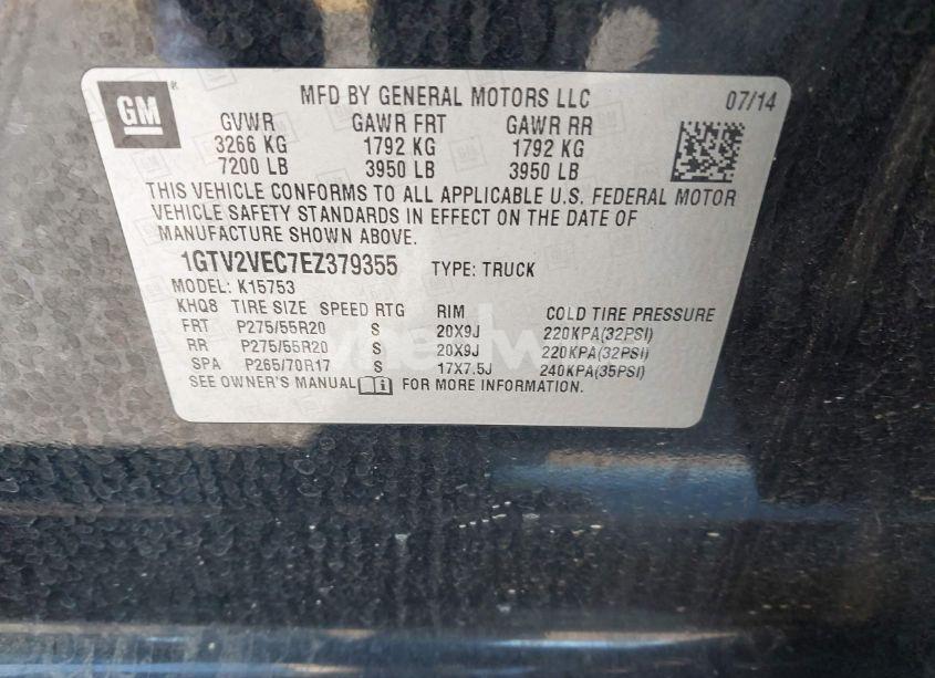 Photo 9 of 2014 Gmc Sierra 1500 SLT (VIN 1GTV2VEC7EZ379355)