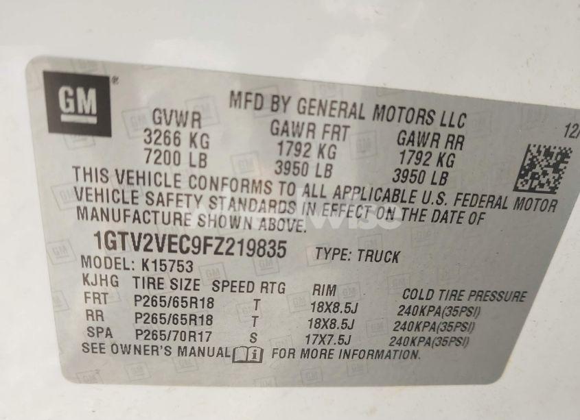 Photo 9 of 2015 Gmc Sierra 1500 SLT (VIN 1GTV2VEC9FZ219835)