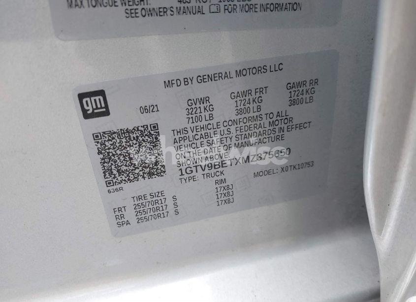 Photo 9 of 2021 Gmc Sierra 1500 4WD DOUBLE CAB STANDARD BOX SLE (VIN 1GTV9BETXMZ375650)