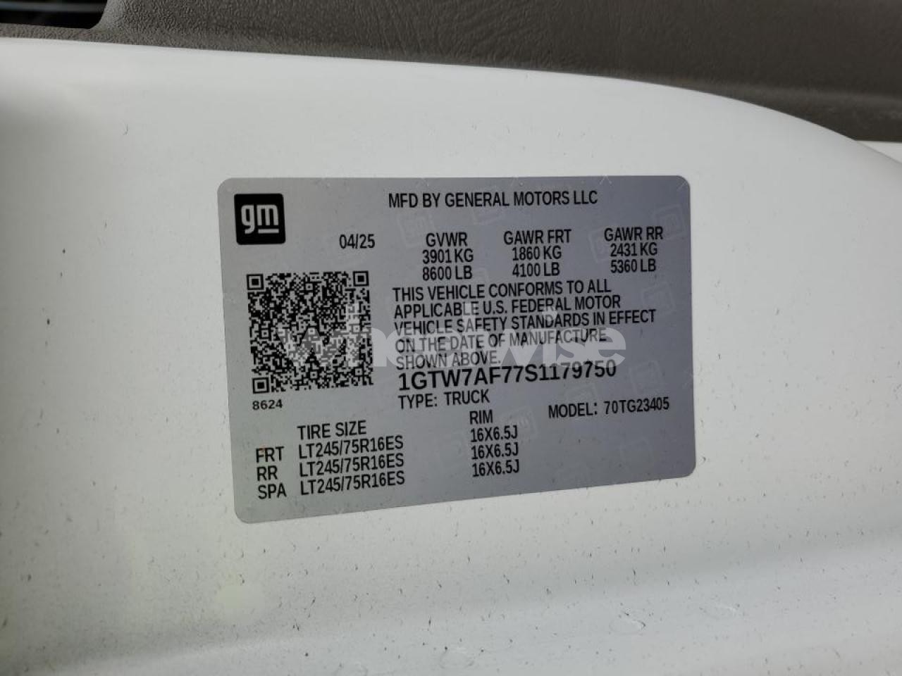 Photo 12 of 2025 GMC SAVANA 2500 UTILITY / SERVICE VAN (VIN 1GTW7AF77S1179750)