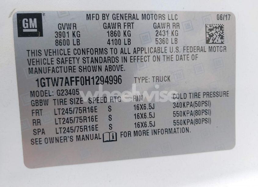 Photo 9 of 2017 Gmc Savana 2500 WORK VAN (VIN 1GTW7AFF0H1294996)