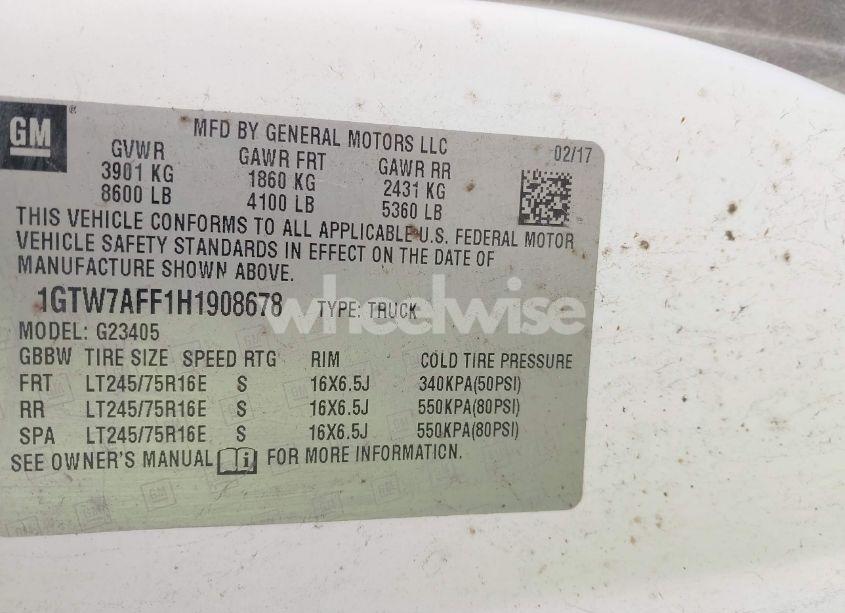 Photo 9 of 2017 Gmc Savana 2500 WORK VAN (VIN 1GTW7AFF1H1908678)