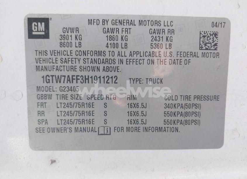 Photo 9 of 2017 Gmc Savana 2500 WORK VAN (VIN 1GTW7AFF3H1911212)