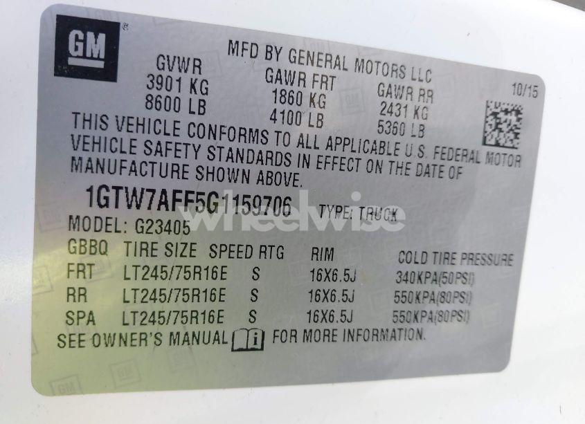 Photo 9 of 2016 Gmc Savana 2500 WORK VAN (VIN 1GTW7AFF5G1159706)