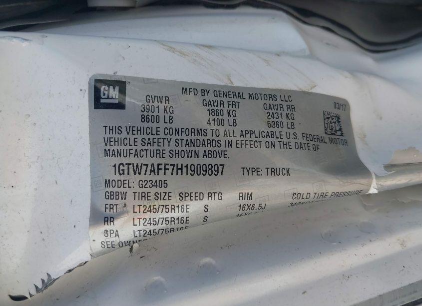 Photo 9 of 2017 Gmc Savana 2500 WORK VAN (VIN 1GTW7AFF7H1909897)