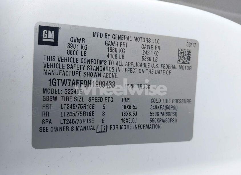 Photo 9 of 2017 Gmc Savana 2500 WORK VAN (VIN 1GTW7AFF9H1909433)