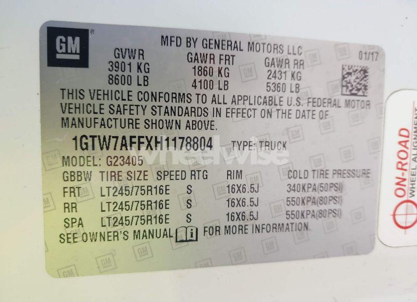 Photo 9 of 2017 Gmc Savana 2500 WORK VAN (VIN 1GTW7AFFXH1178804)