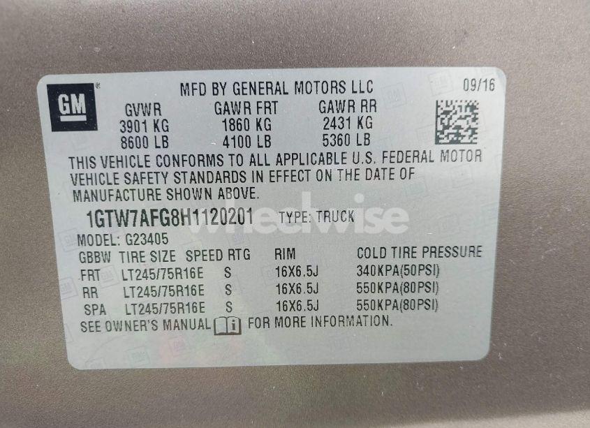 Photo 9 of 2017 Gmc Savana 2500 WORK VAN (VIN 1GTW7AFG8H1120201)