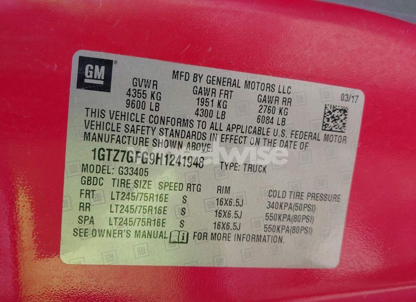 Photo 8 of 2017 Gmc Savana 3500 WORK VAN (VIN 1GTZ7GFG9H1241948)