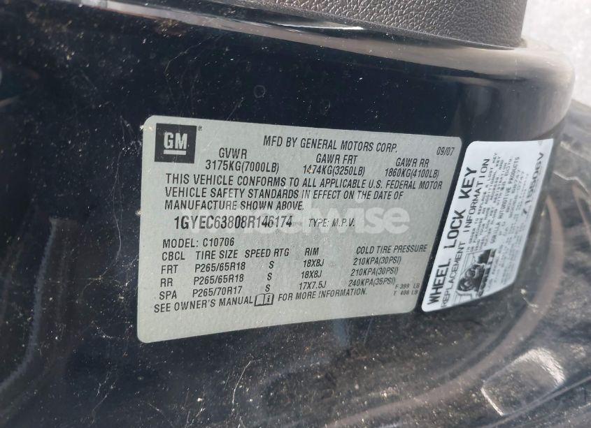 Photo 9 of 2008 Cadillac Escalade STANDARD (VIN 1GYEC63808R146174)