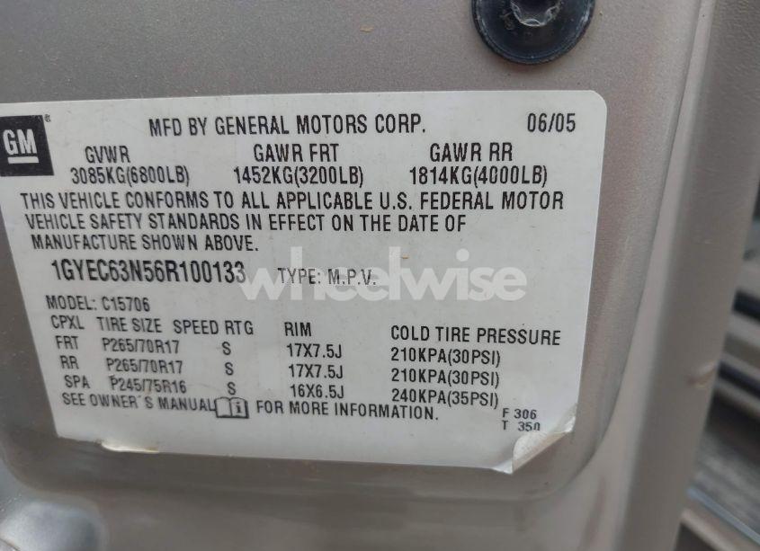 Photo 9 of 2006 Cadillac Escalade STANDARD (VIN 1GYEC63N56R100133)