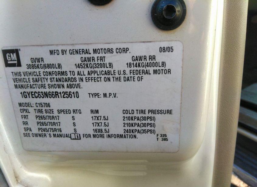 Photo 9 of 2006 Cadillac Escalade STANDARD (VIN 1GYEC63N66R125610)