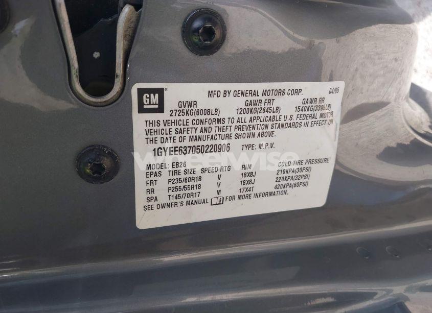 Photo 9 of 2005 Cadillac Srx V6 (VIN 1GYEE637050220906)