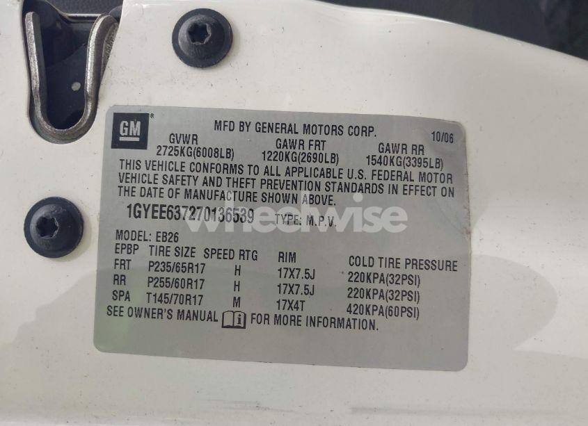 Photo 9 of 2007 Cadillac Srx V6 (VIN 1GYEE637270136539)