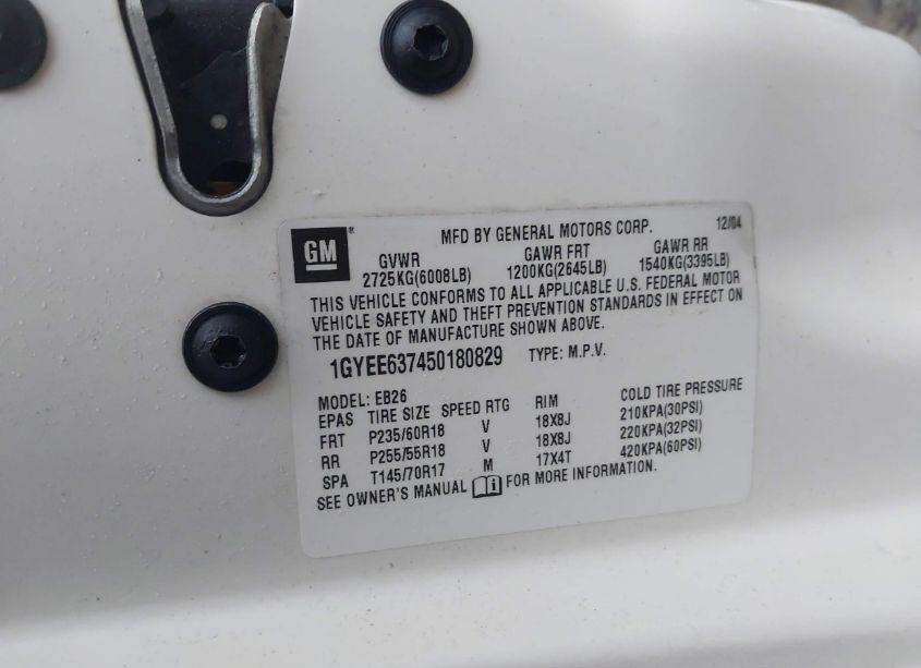 Photo 9 of 2005 Cadillac Srx V6 (VIN 1GYEE637450180829)