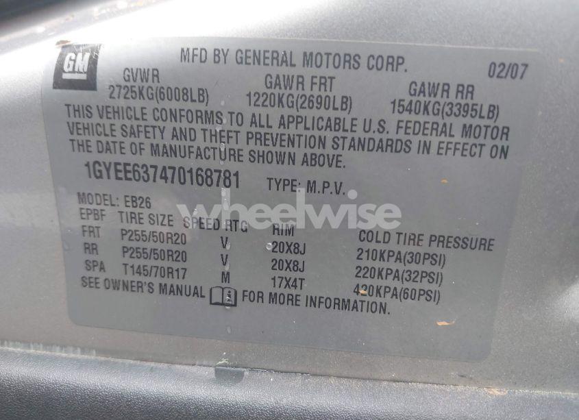 Photo 9 of 2007 Cadillac Srx V6 (VIN 1GYEE637470168781)