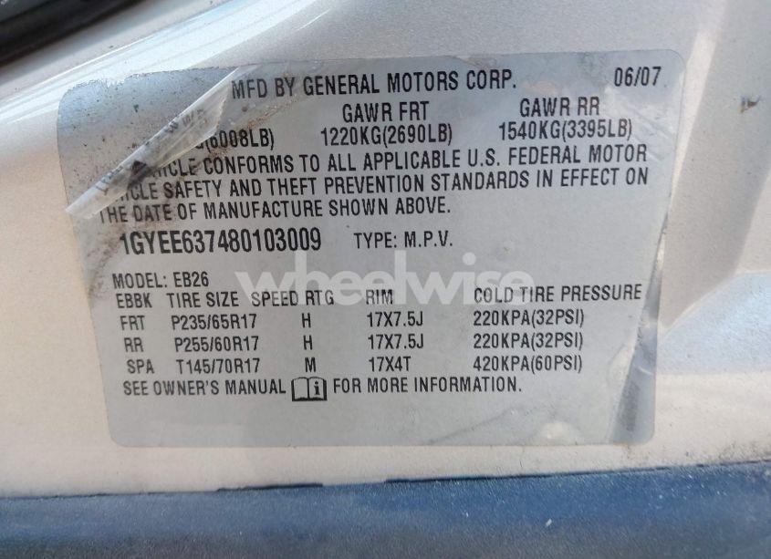 Photo 9 of 2008 Cadillac Srx V6 (VIN 1GYEE637480103009)