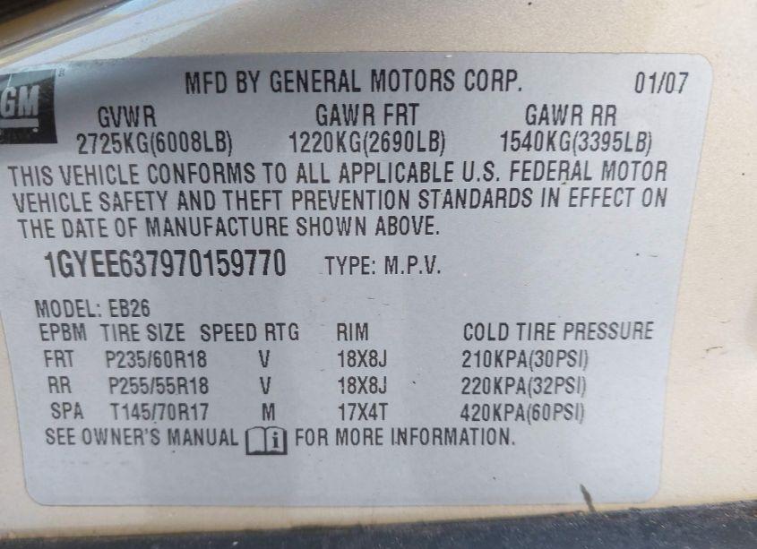 Photo 9 of 2007 Cadillac Srx V6 (VIN 1GYEE637970159770)