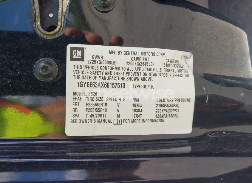 Photo 9 of 2006 Cadillac Srx V8 (VIN 1GYEE63AX60157519)