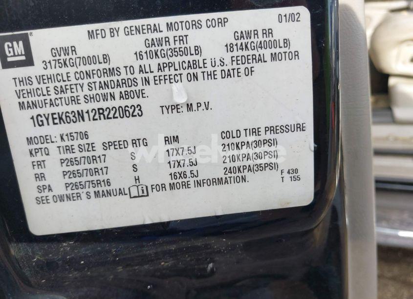 Photo 9 of 2002 Cadillac Escalade STANDARD (VIN 1GYEK63N12R220623)