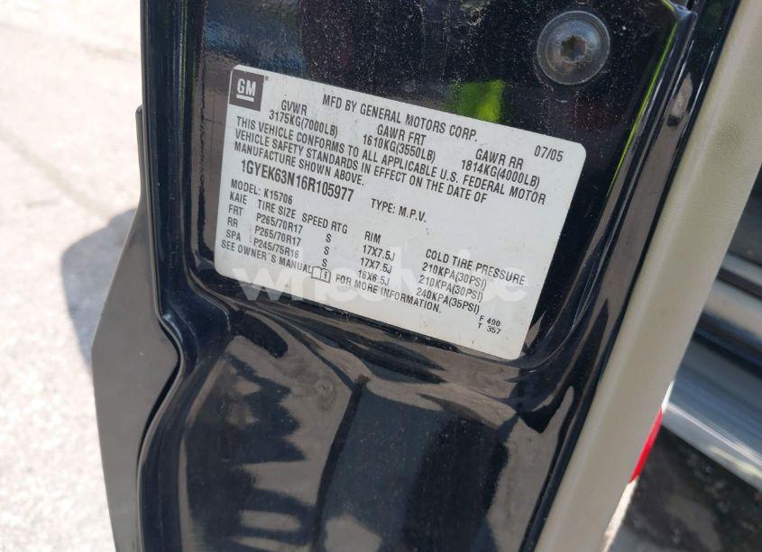 Photo 9 of 2006 Cadillac Escalade STANDARD (VIN 1GYEK63N16R105977)