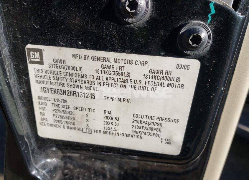 Photo 9 of 2006 Cadillac Escalade STANDARD (VIN 1GYEK63N26R131245)