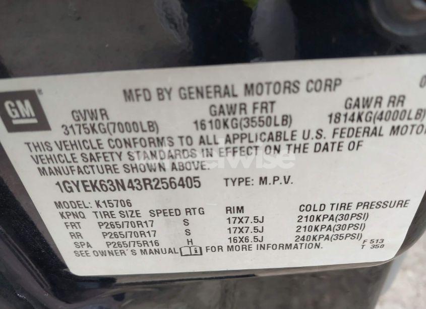 Photo 9 of 2003 Cadillac Escalade STANDARD (VIN 1GYEK63N43R256405)