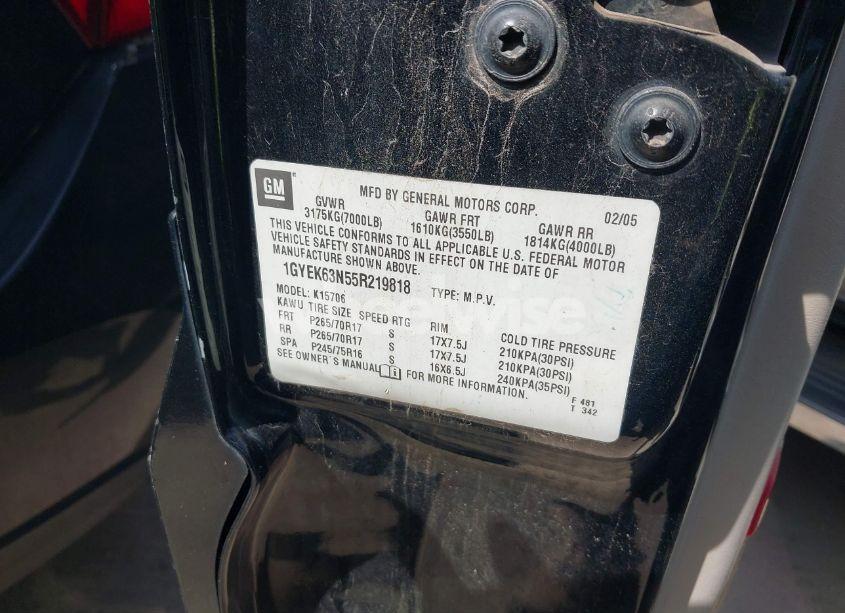 Photo 9 of 2005 Cadillac Escalade STANDARD (VIN 1GYEK63N55R219818)