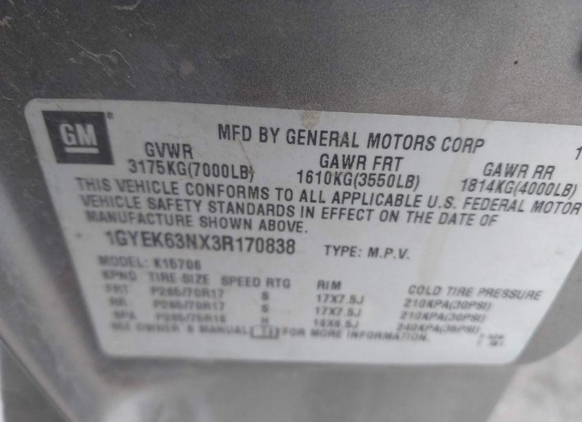 Photo 9 of 2003 Cadillac Escalade STANDARD (VIN 1GYEK63NX3R170838)