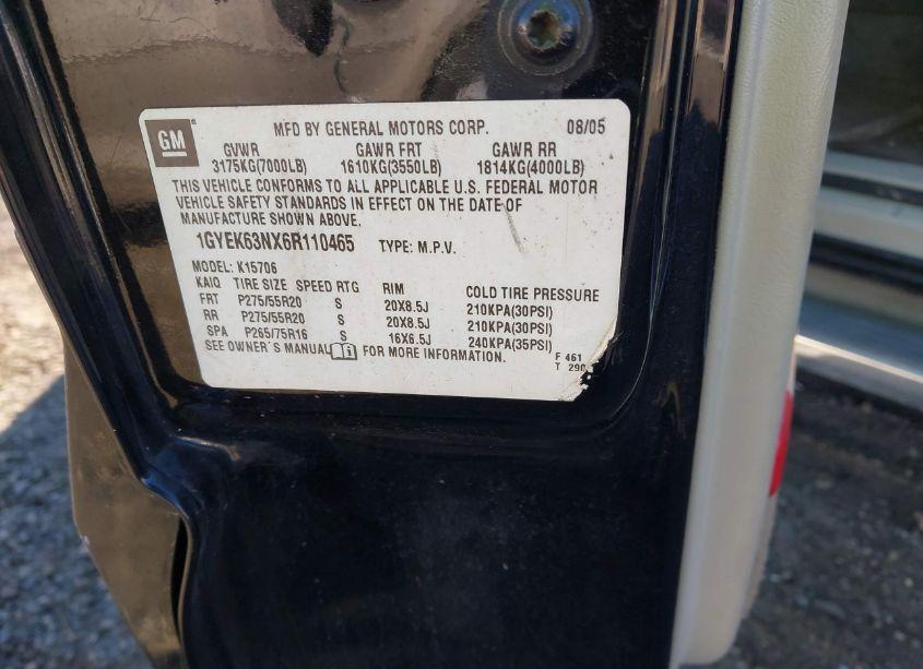 Photo 9 of 2006 Cadillac Escalade STANDARD (VIN 1GYEK63NX6R110465)