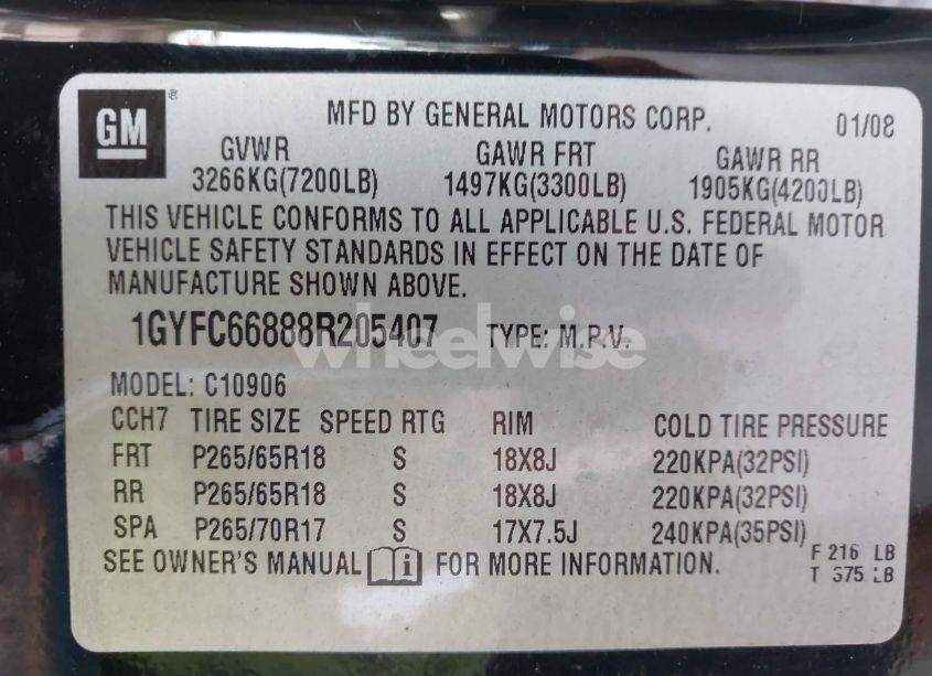 Photo 9 of 2008 Cadillac Escalade ESV STANDARD (VIN 1GYFC66888R205407)