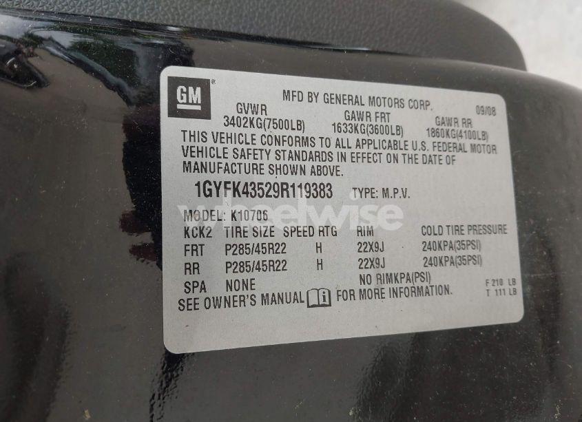 Photo 9 of 2009 Cadillac Escalade HYBRID STANDARD (VIN 1GYFK43529R119383)
