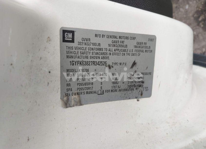 Photo 9 of 2007 Cadillac Escalade STANDARD (VIN 1GYFK63827R342526)