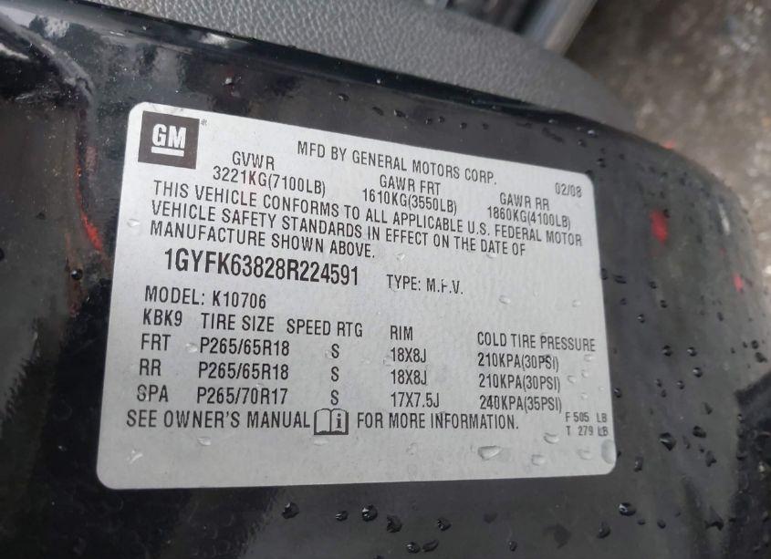 Photo 9 of 2008 Cadillac Escalade STANDARD (VIN 1GYFK63828R224591)