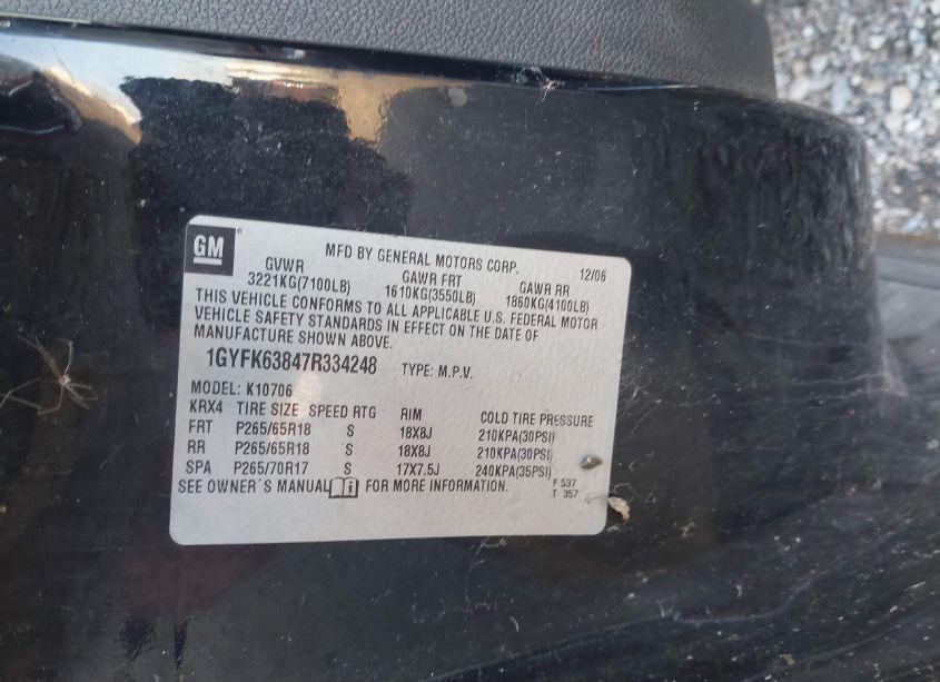 Photo 9 of 2007 Cadillac Escalade STANDARD (VIN 1GYFK63847R334248)