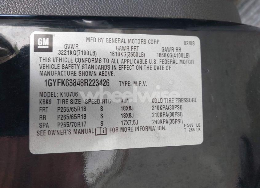 Photo 9 of 2008 Cadillac Escalade STANDARD (VIN 1GYFK63848R223426)