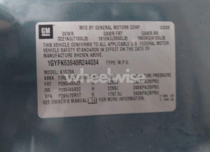 Photo 9 of 2008 Cadillac Escalade STANDARD (VIN 1GYFK63848R244034)