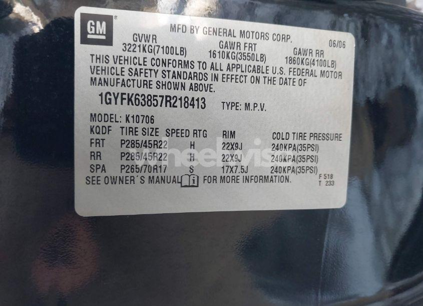 Photo 9 of 2007 Cadillac Escalade STANDARD (VIN 1GYFK63857R218413)