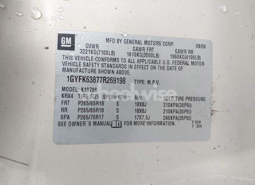 Photo 8 of 2007 Cadillac Escalade STANDARD (VIN 1GYFK63877R269198)