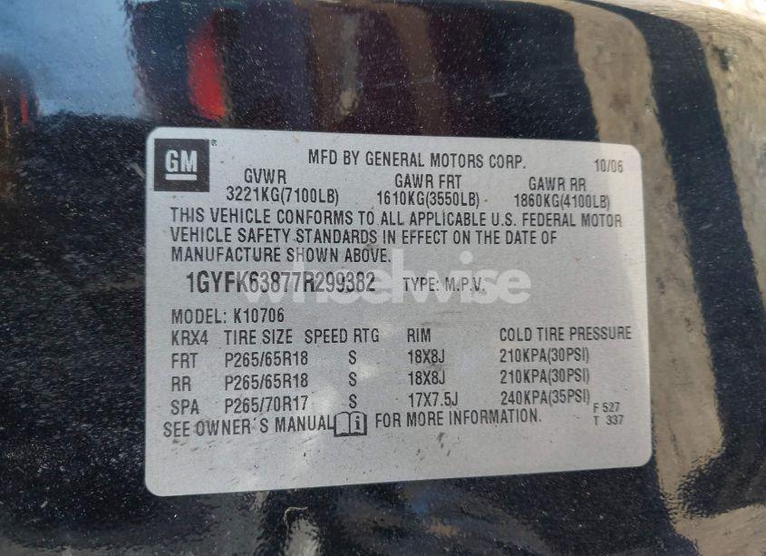 Photo 9 of 2007 Cadillac Escalade STANDARD (VIN 1GYFK63877R299382)