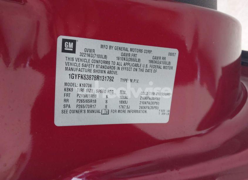 Photo 9 of 2008 Cadillac Escalade STANDARD (VIN 1GYFK63878R131792)