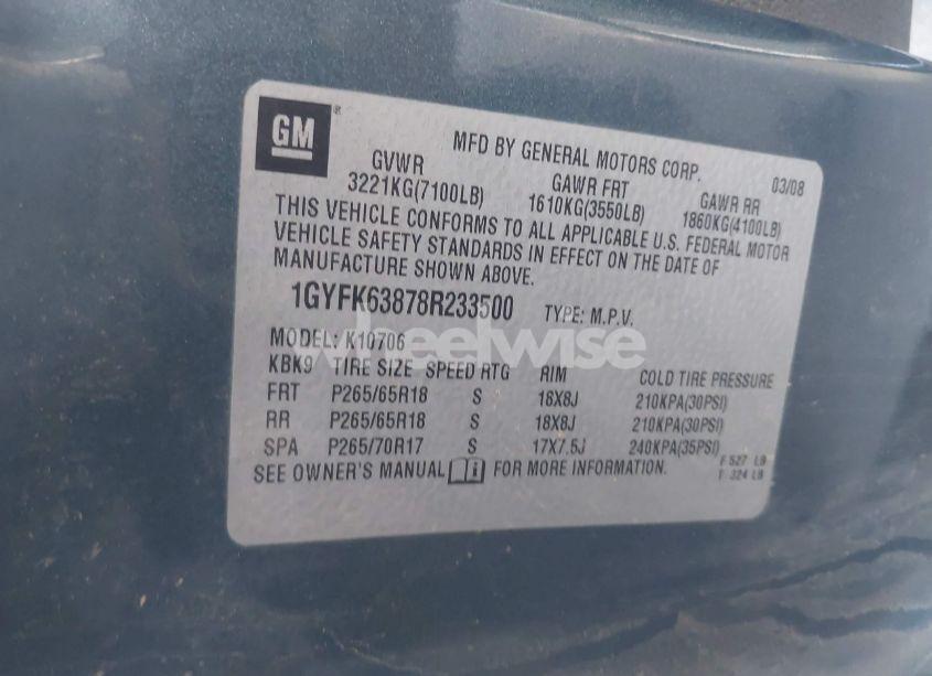 Photo 9 of 2008 Cadillac Escalade STANDARD (VIN 1GYFK63878R233500)