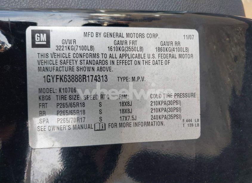 Photo 9 of 2008 Cadillac Escalade STANDARD (VIN 1GYFK63888R174313)