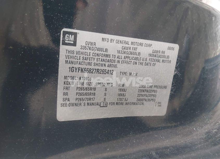 Photo 9 of 2007 Cadillac Escalade ESV STANDARD (VIN 1GYFK66827R265412)