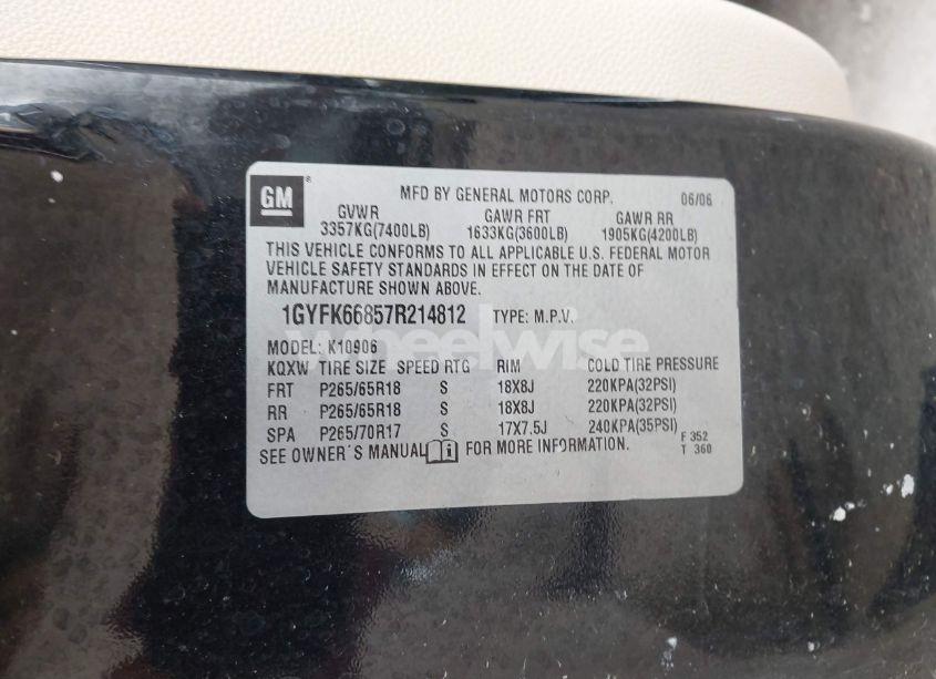 Photo 9 of 2007 Cadillac Escalade ESV STANDARD (VIN 1GYFK66857R214812)