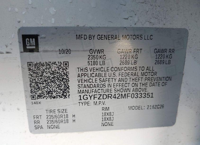 Photo 9 of 2021 Cadillac Xt4 AWD PREMIUM LUXURY (VIN 1GYFZDR42MF033351)