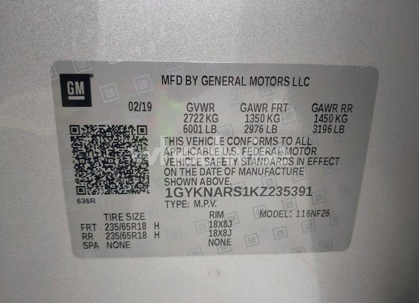 Photo 9 of 2019 Cadillac Xt5 STANDARD (VIN 1GYKNARS1KZ235391)